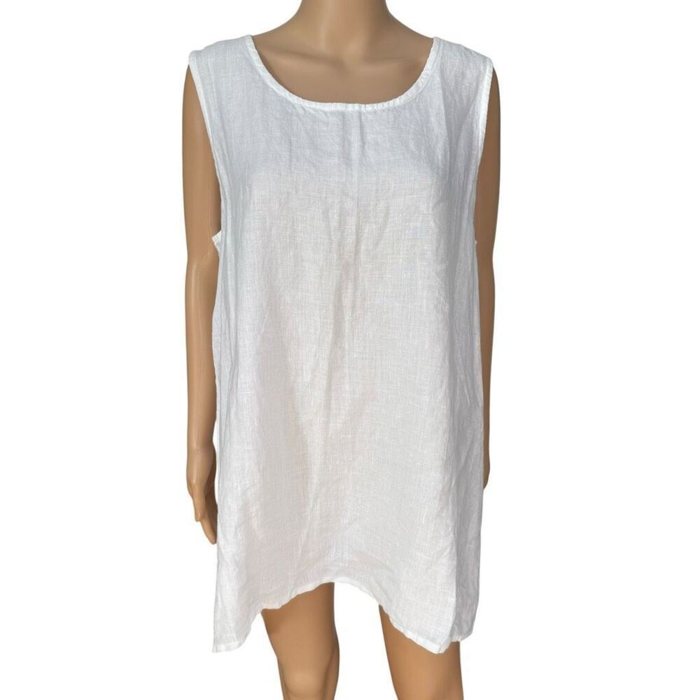Bryn Walker Luis Linen Tunic XL NWT White Hi-Low Oversized Boho Lagenlook Top